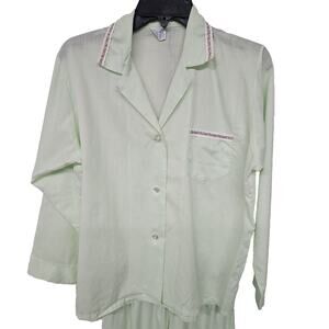 Vintage Carole Pale Green Pajama Set Size 38 XL Ribbon Trim Cottagecore Coquette